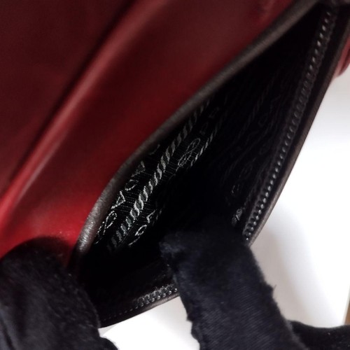 PRADA Handbag Mini Boston Bowling Bag Archive Red Leather Vintage Purse from JPN - Picture 11 of 15
