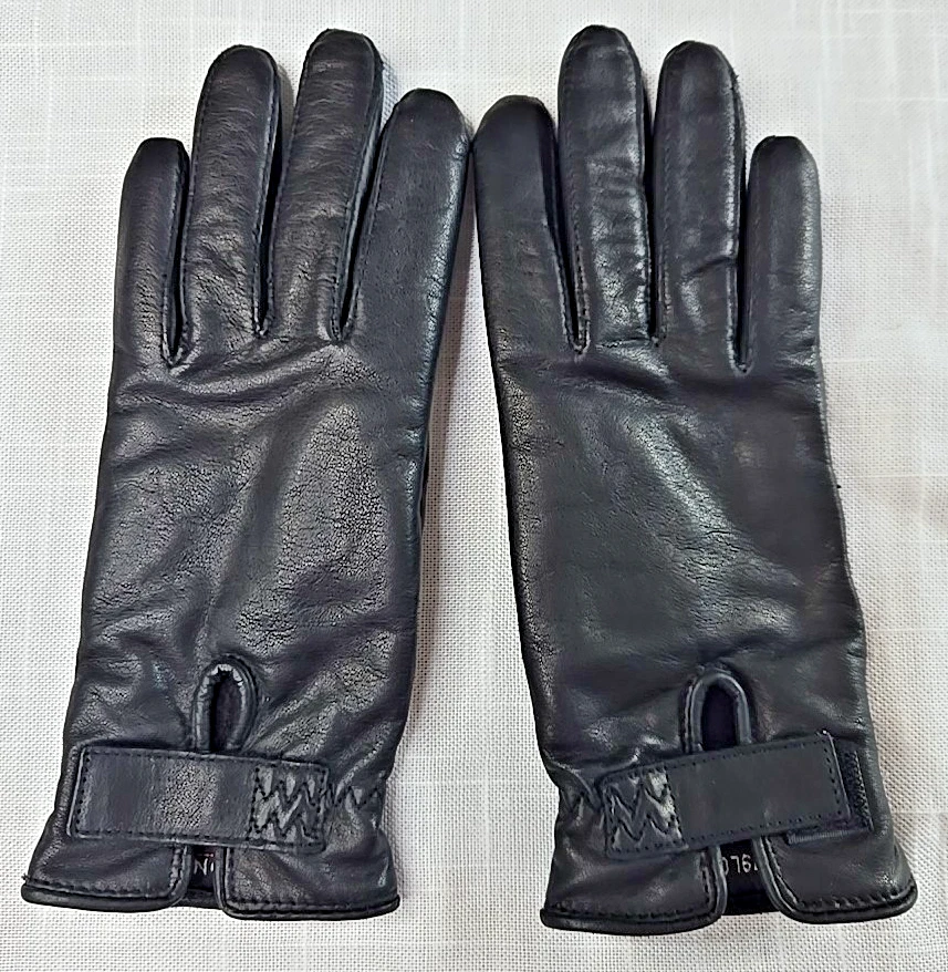Wilsons 100% Leather Thinsulate Gloves Black Women's Size Small Adjustable Wrist