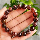 9.6mm Natural Red Fire Phantom Quartz Crystal Beads Bracelet AAA