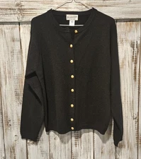 Vintage 90s Pendelton Black Lambs Wool Cardigan Sweater!