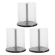 3 Pcs Plastic Dvd Organizer Bins For Cd And Game Disc Storage With Black Spindle