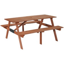 BIRCHTREE Picnic Table Set 4 Seats Patio Pub Bench Wooden Outdoor Garden Brown