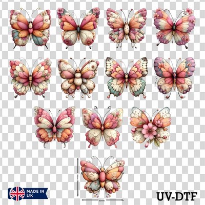 12 Ostern Schmetterling UV DTF Tasse Aufkleber Zum Selbermachen Libbey Glas Aufkleber Mix eas63