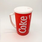 Vintage Coke Coca-Cola Whirley Cup 32 oz Red Travel Mug Cup W/Lid (F)