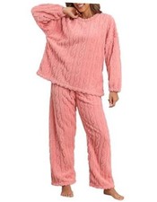 Pajamas for Women Sets Soft Comfy Fluffy Pajama Fleece Pullover Large Pink