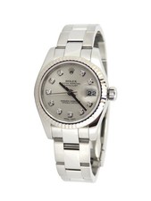 Rolex Datejust Ladies Stainless Steel Watch FACTORY Silver Diamond Dial 179174