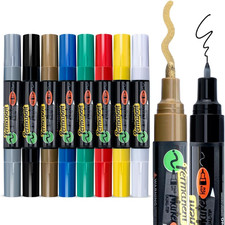 8 Colors Dual-Tip Permanent Paint Markers Oil-Based Waterproof