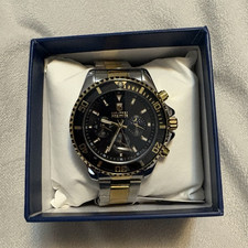 Montres Prestige Men's Two-Tone Black Dial Chronograph Quartz Watch w/Box
