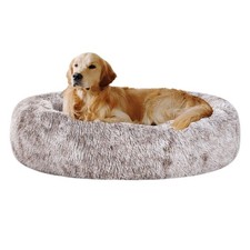 Oval Calming Donut Cuddler Dog Bed,Shag Faux Fur Cat Bed Washable Round Pillo...