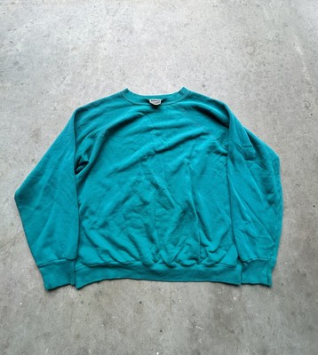 VTG 70 s Blank SweatShirt Pullover Mens Large Green Distressed Faded Thrashed