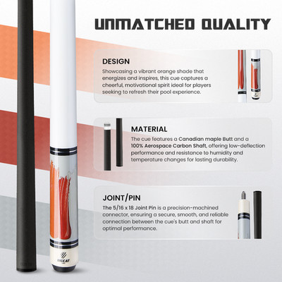 Carbon Cue Big Cat Paintbrush Cue with 11.8 and 12.4 mm Tips for Carbon Shaft