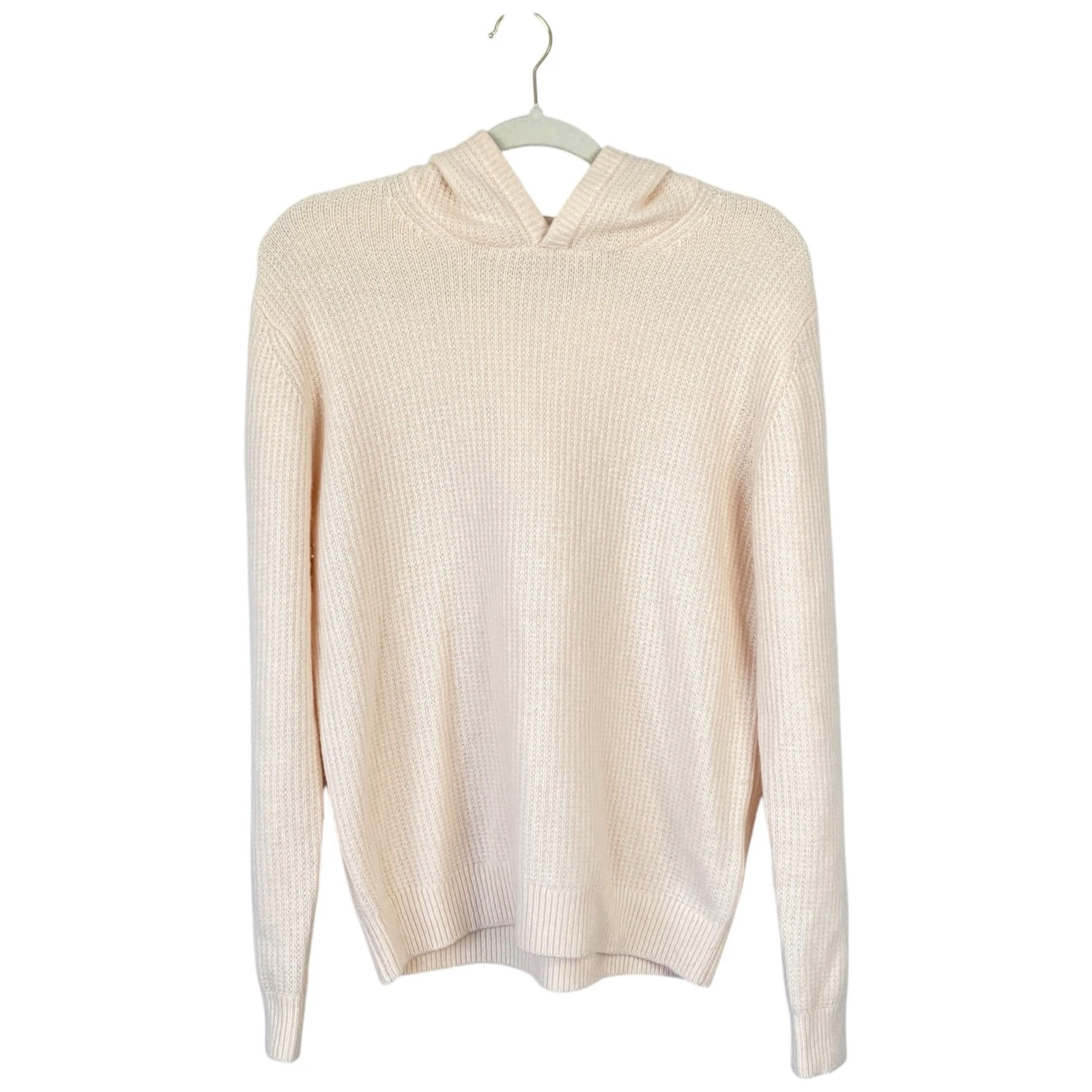 OFF WHITE Felpa con cappuccio GENTLE HERD in cashmere maglia waffle panna pesca taglia media