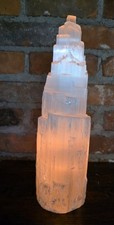 14.5" Extra Large Selenite Lighted Lamp w/ Cord Tower Gemstone Reiki over 10 lbs