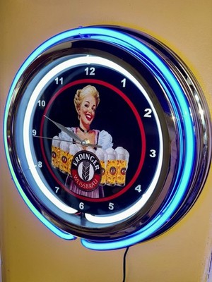Erdinger German Beer Bar Man Cave Neon Style Retro LED Clock Advertising Sign