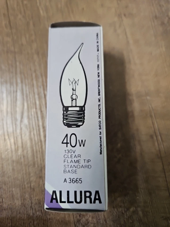 LOT OF 5 - SATCO ALLURA A3665 Decorative Flame Tip Clear Chandelier Bulb NEW - Image 3 of 4