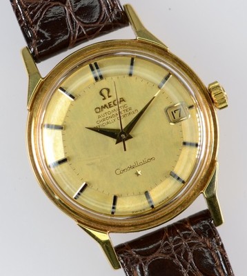 Omega Uhr Constellation Pie Pan 168005 Automatic Chronometer 18k Gold vintage