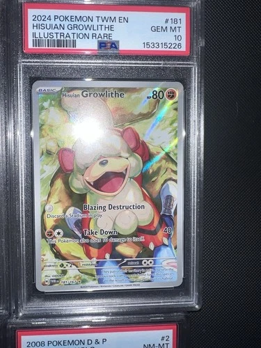 Pokemon TCG Hisuian Growlithe 181/167 Twilight Masquerade IR Holo PSA 10