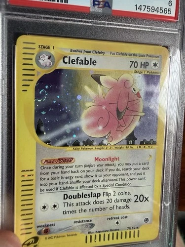 PSA 6 Pokemon Clefable Holo 7/165 Expedition Base Set EX-MT Vintage w SWIRL