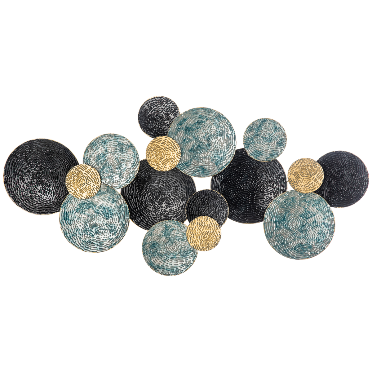HOMCOM 3D Metal Wall Art Modern Circle Hanging Home Decor Blue Black Gold | Wall Sculptures, Living Room, Bedroom, Dining Room - Image 2
