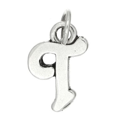 Sterling Silver Fancy Initial Letter T Charm or Pendant 