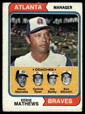 1974 Topps #634 Braves Field Leaders Mathews Ryan Busby 1974 Topps #634