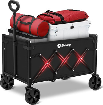 Sekey Wagon Cart with Wheels with 220LBS Capacity,Heavy Duty Wagon Carts Foldabl