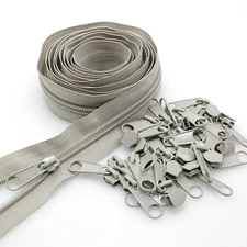#5 Gray Nylon Coil Zippers by The Yards Bulk 10 Yards with 25pcs Sliders for ...