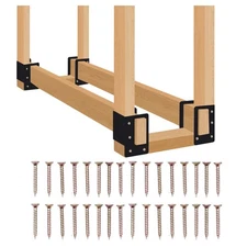 4 Pack Firewood Log Storage Rack Bracket,Indoor Outdoor Adjustable Heavy Duty