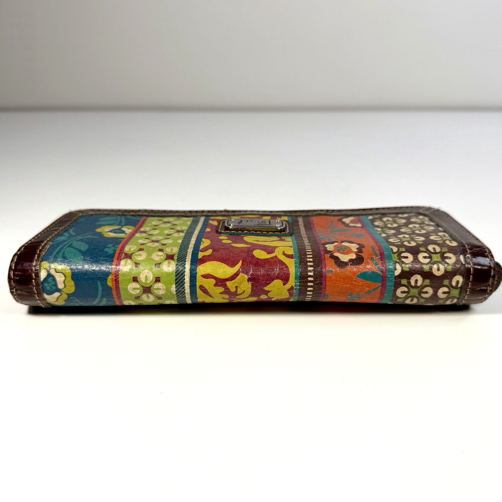 Fossil Patchwork Floral Leather Checkbook Wallet … - image 6