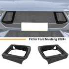 For Ford Mustang 2024 2025 Gloss Black Front Side Bumper Grille Frame Cover Trim