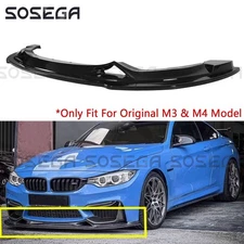For BMW F80 M3 F82 F83 M4 15-2020 R Style Glossy Black Front Bumper Lip Splitter