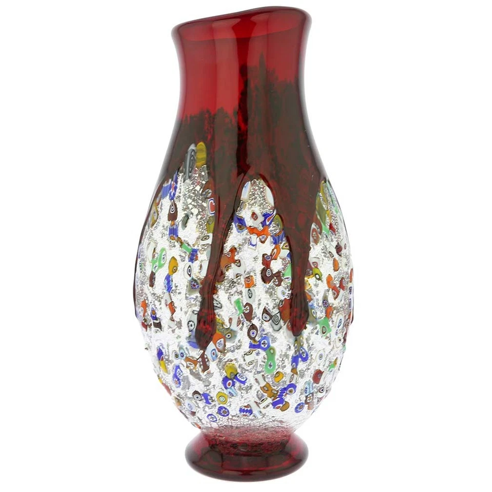 Jarrón botella vidrio arte millefiori vidrio de Murano GlassOfVenice - rojo Foto 3 de 4