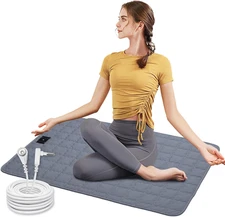 Grounding Mat, 24" X 35", Cream, with 15Ft Grounding Cord for Stress Relief, Pai