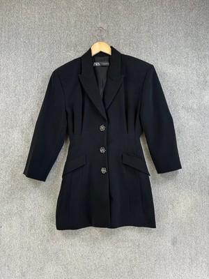 Zara Kleid Damen Größe S Schwarz Maßgeschneidert Blazer Plissee Mini Formell