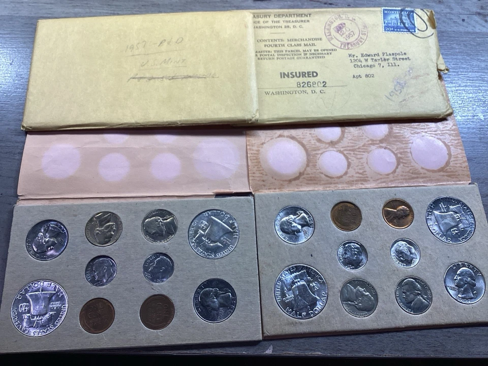 1957 PD US Mint Uncirculated Mint Set with 20 Coins Mint Packaging 111025 21tak - Image 2 of 4