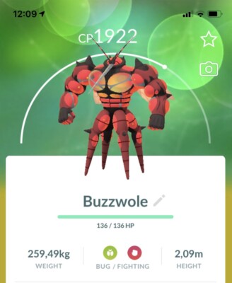 Buzzwole Pokemon Gen7 Go Same/30 Day Pokémon PVP Ultra League Beast Alola 