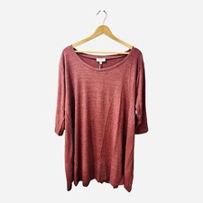 Hayden LA Crimson Red Tunic Dress 3/4 Sleeves Mid Length Plus Size 1XL A-Line