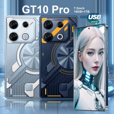 GT10 Pro Smartphone Unlocked 7.3" Android 16GB+1TB 108MP Dual SIM Blue