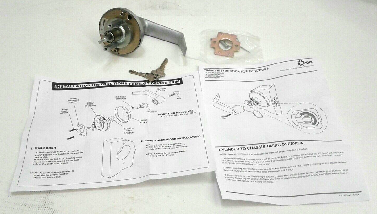 PDQ 42 SEC PHL Classroom 626 Lever Handle Exit Device Trim 4S08PHL