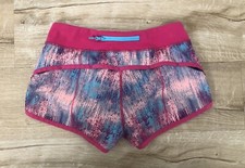 IVIVVA Lululemon 14 Pink Blue Geometric Short Girls Speed Up Run Speedy Shorts