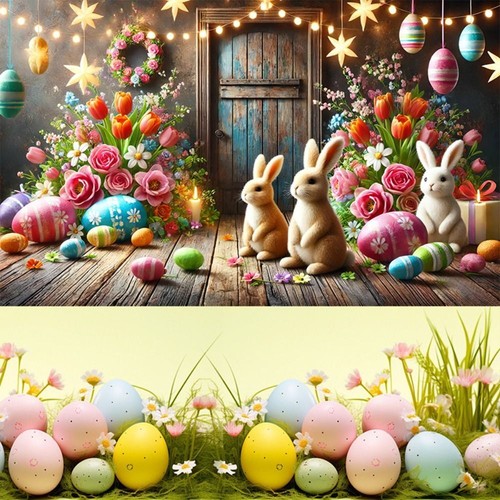 Cartoon Easter Photography Backdrop Easter Hanging Banner Photography Props