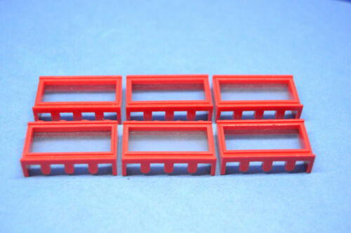 LEGO 6 x Fenster Fensterbank rot Red Window 1x4x2 with Extended Lip 453bc01 - Bild 2 von 3