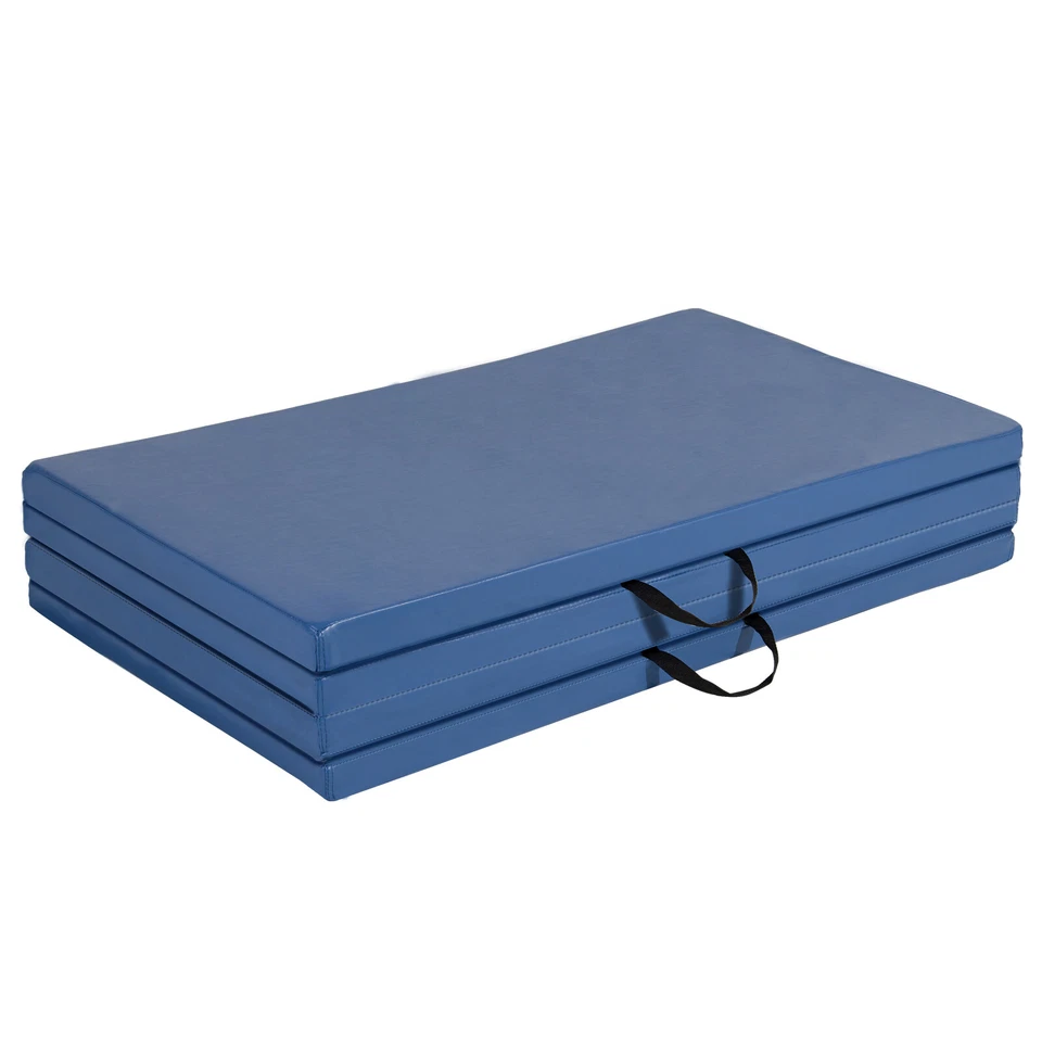 4'x10'x2" Gimnasia Gimnasio Plegable Ejercicio Aeróbicos Caída Yoga Juego Mat Azul Foto 4 de 4