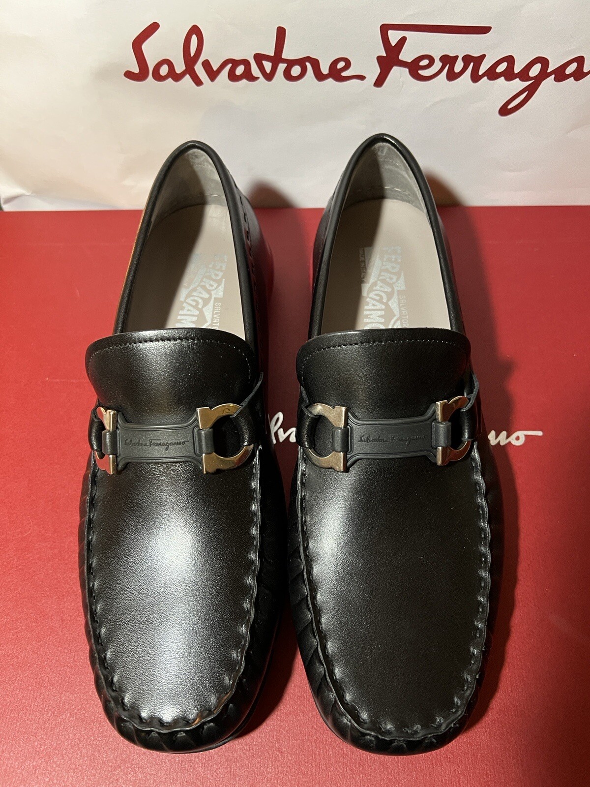 Salvatore Ferragamo Men Gancini Moccasin Black Size 7