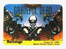 Grateful Dead Backstage Pass Austin Texas TX 8/31/85 8/31/1985 Aoxomoxoa Griffin
