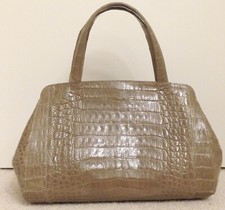 Nwt Genuine Crocodile Nancy Gonzalez Taupe Grayish Tan Medium Satchel Doctor Bag