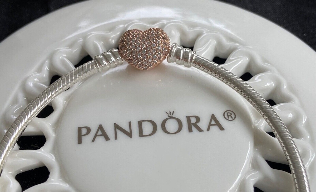 Authentic Pandora MOMENTS Pavé Heart Clasp Bracelet #586292CZ