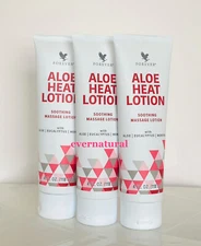 Lot of 3 Forever Living Aloe Heat Massage Lotion 4oz/ea.Improved formula.