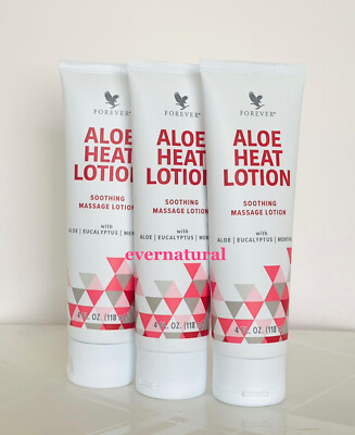 Lot of 3 Forever Living Aloe Heat Massage Lotion 4oz/ea.Improved