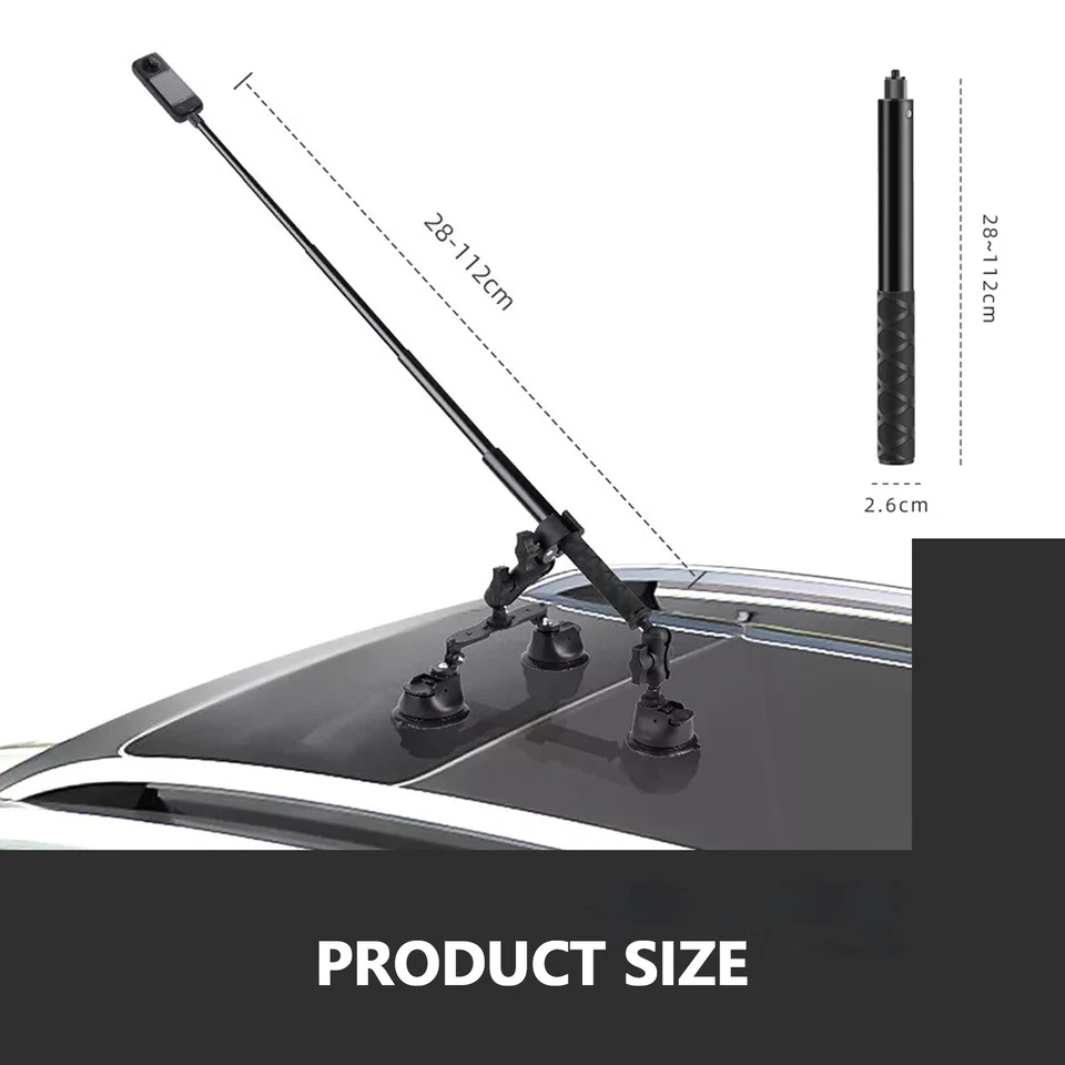 For Insta360 ONE X4 X3 X2 DJI Panoramic Camera Car SuctionCup Mount+Selfie Stivh - Image 4 of 4